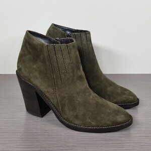 Aquatalia Loren Waterproof Bootie, Olive Green Suede, Women’s Size 8.5 M